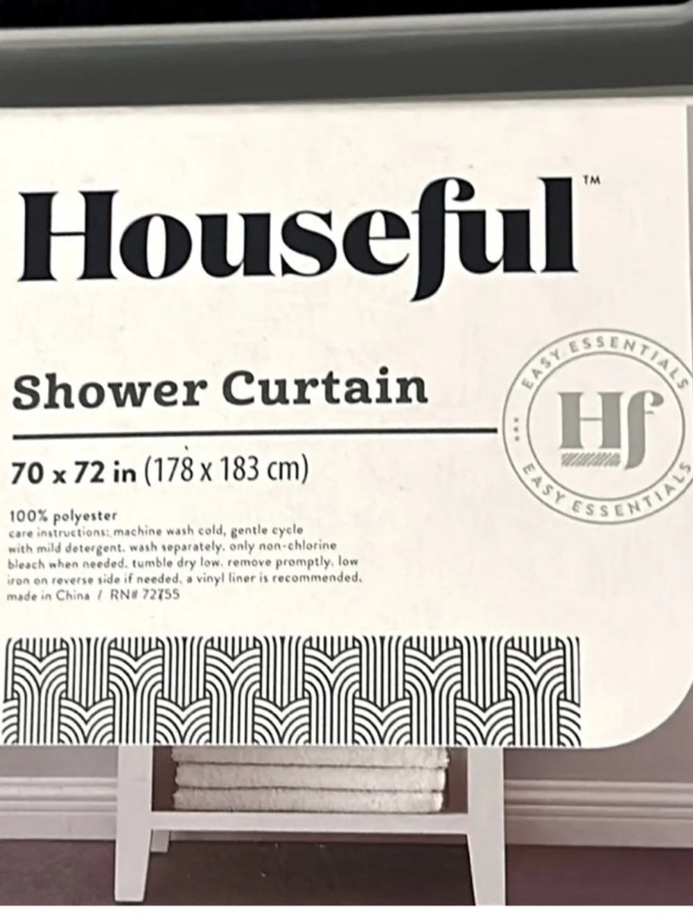White/Gray Floral Fabric Shower  Curtain by Houseful~NEW!